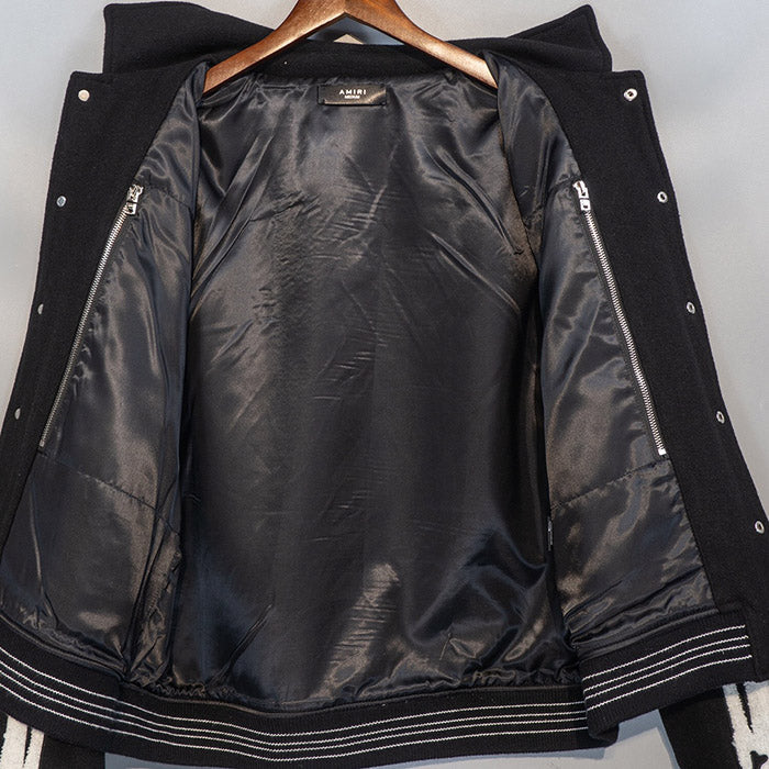 AMIRI Thickened Loose Bomber Baseball Jacket – Black
