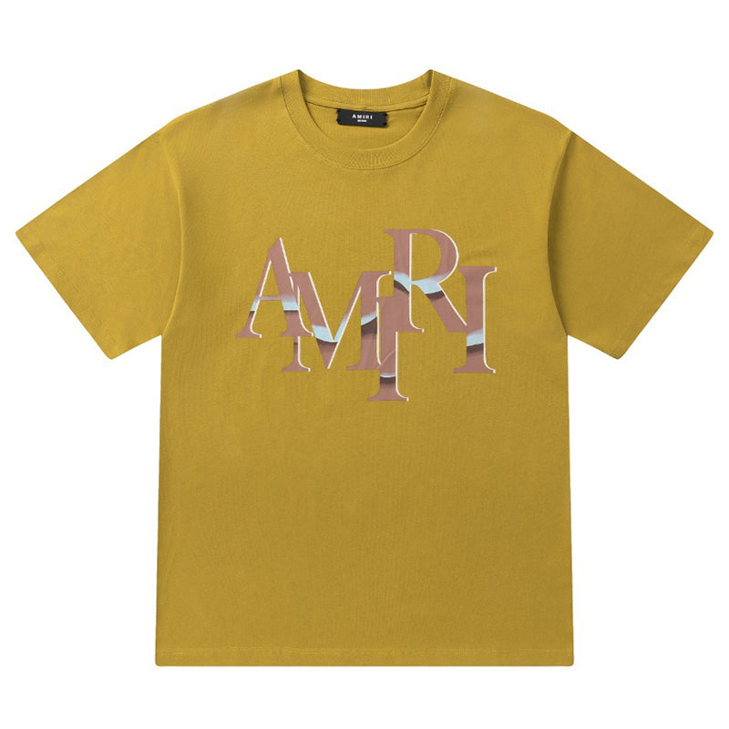 AMIRI Staggered Logo Print Cotton Jersey T-Shirt