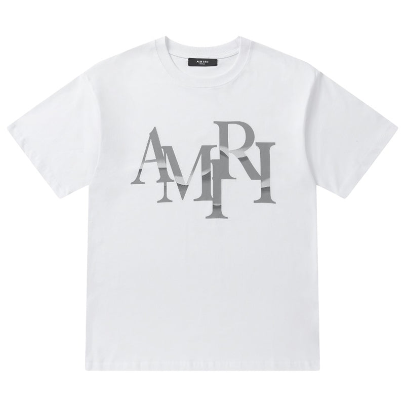 AMIRI Staggered Logo Print Cotton Jersey T-Shirt