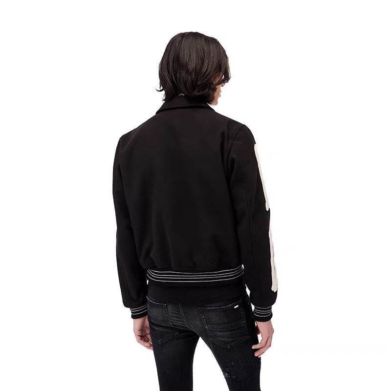 AMIRI Thickened Loose Bomber Baseball Jacket – Black