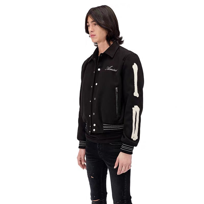 AMIRI Thickened Loose Bomber Baseball Jacket – Black