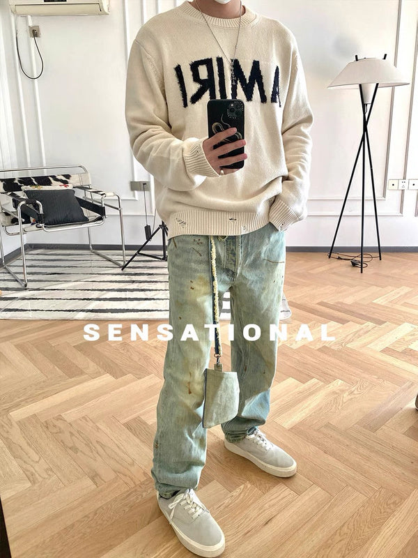 AMIRI 100% Cotton Oversized Sweater – Apricot