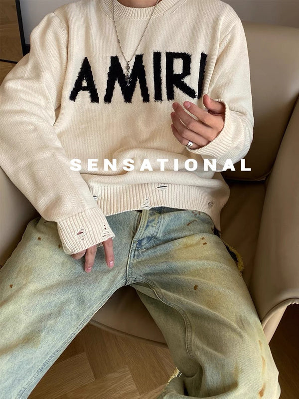 AMIRI 100% Cotton Oversized Sweater – Apricot
