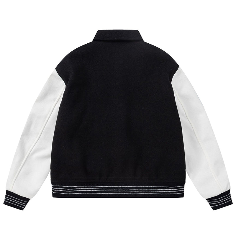 AMIRI Bone Embroidered Baseball Jacket – Black White & Black Blue