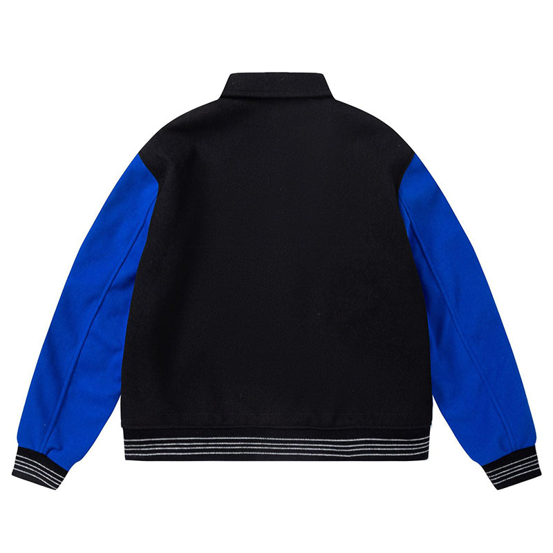 AMIRI Bone Embroidered Baseball Jacket – Black White & Black Blue