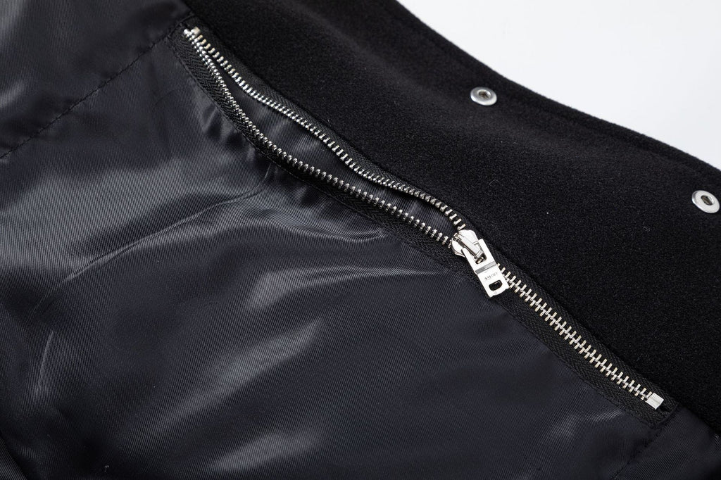 AMIRI Bone Embroidered Baseball Jacket – Black White & Black Blue