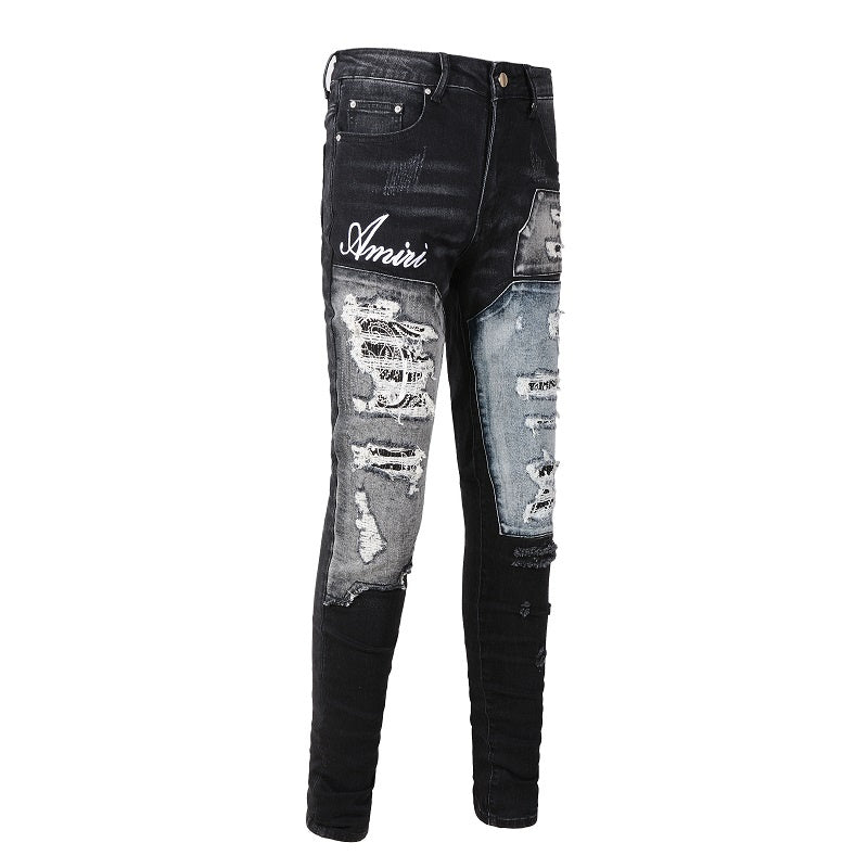 AMIRI Slim Fit Full Logo Distressed Jeans #1322
