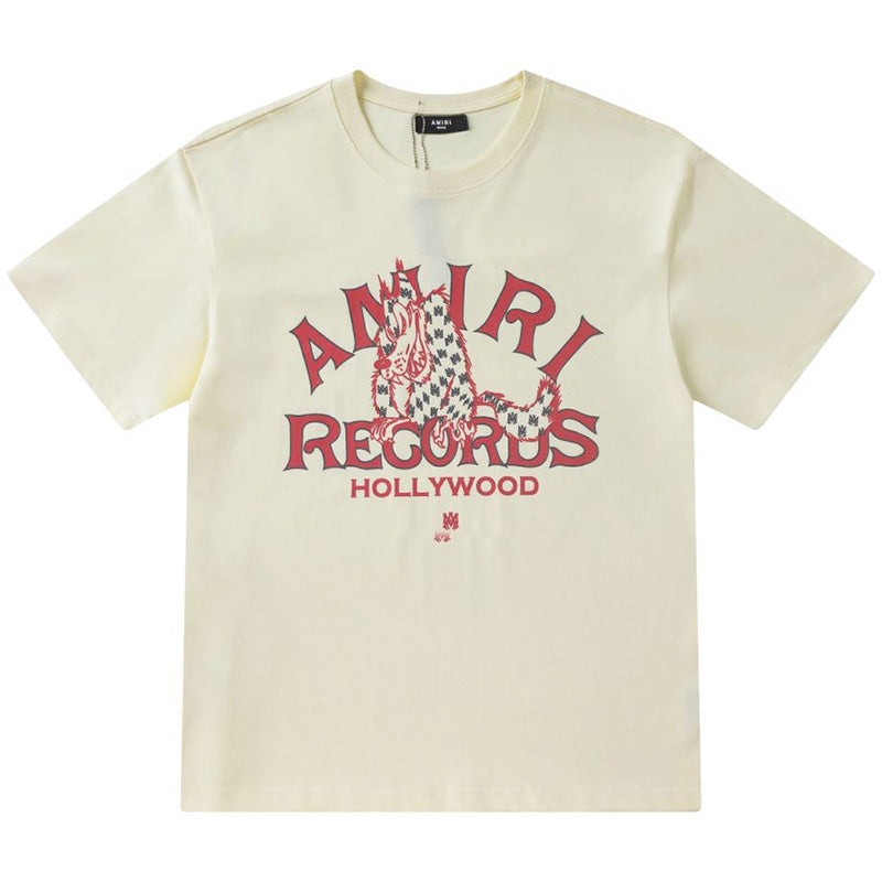 AMIRI Graphic-Print Cotton T-Shirt | Black, White & Apricot