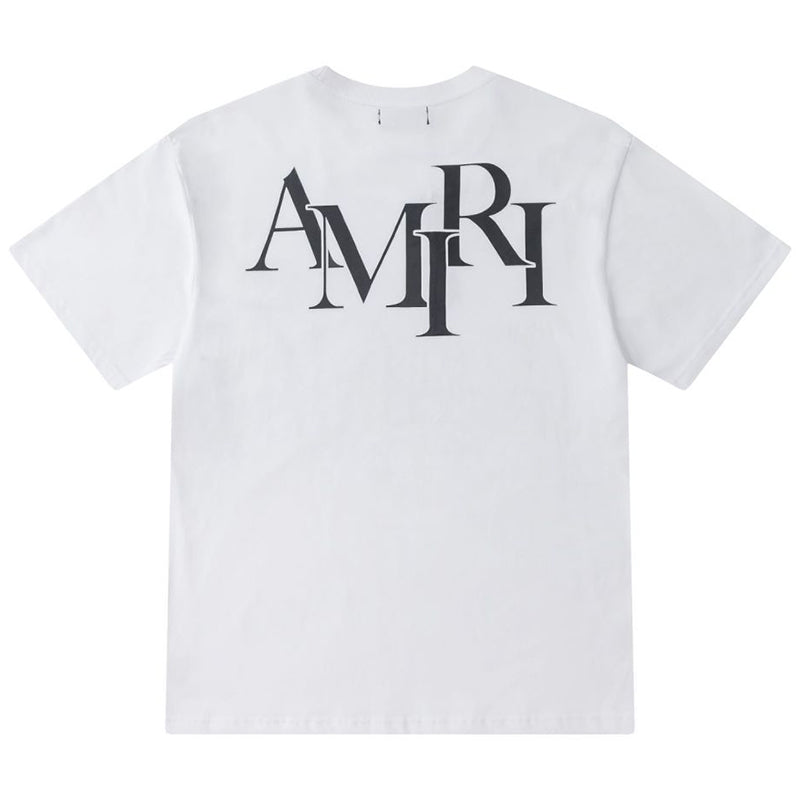 AMIRI Staggered Logo T-Shirt | White & Black