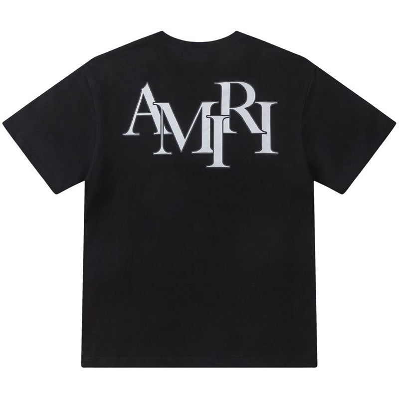AMIRI Staggered Logo T-Shirt | White & Black