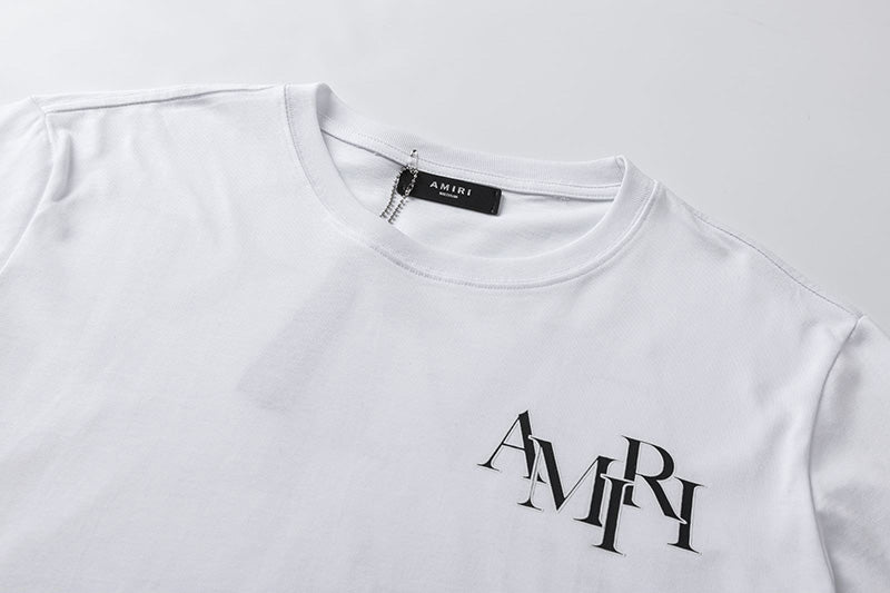 AMIRI Staggered Logo T-Shirt | White & Black