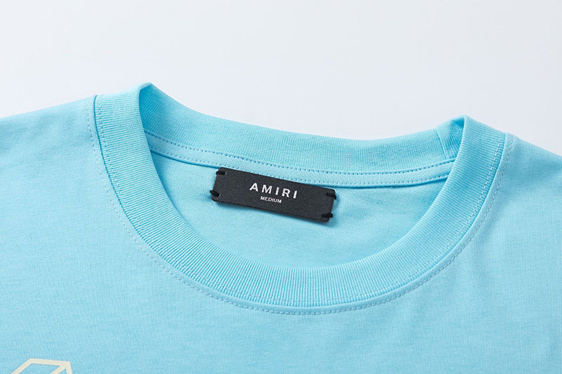 AMIRI Logo Printed Crewneck T-Shirt | Light Blue