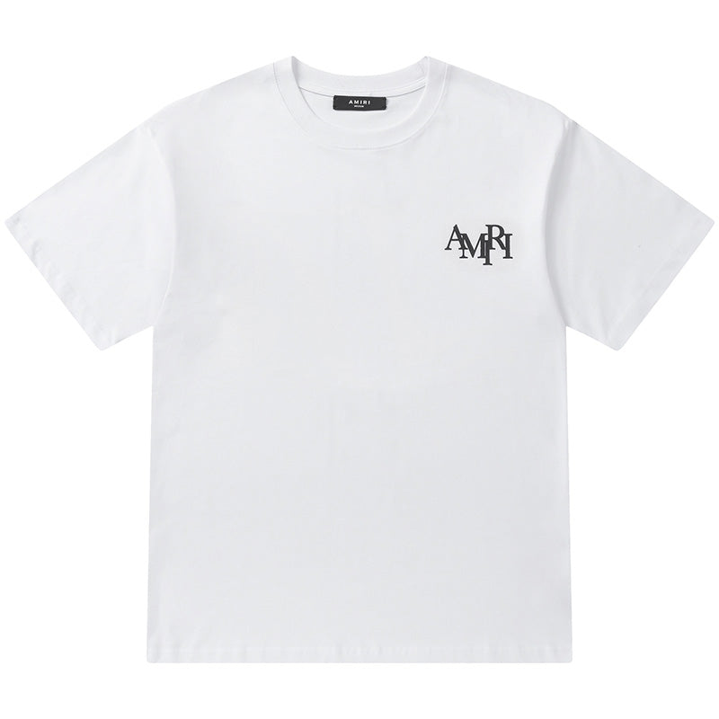 AMIRI Crystal Embellished Champagne Logo T-Shirt | White & Black