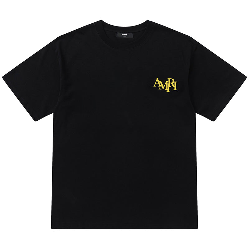 AMIRI Crystal Embellished Champagne Logo T-Shirt | White & Black