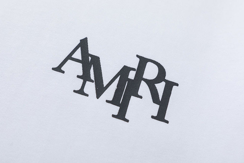 AMIRI Crystal Embellished Champagne Logo T-Shirt | White & Black
