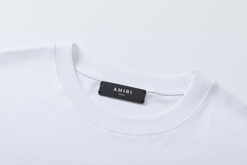 AMIRI Crystal Embellished Champagne Logo T-Shirt | White & Black