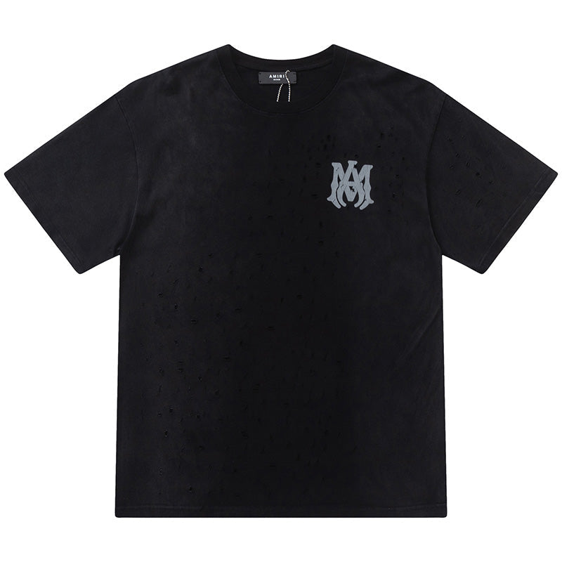 AMIRI M.A. Core Logo Broken Hole T-Shirt | Black & White