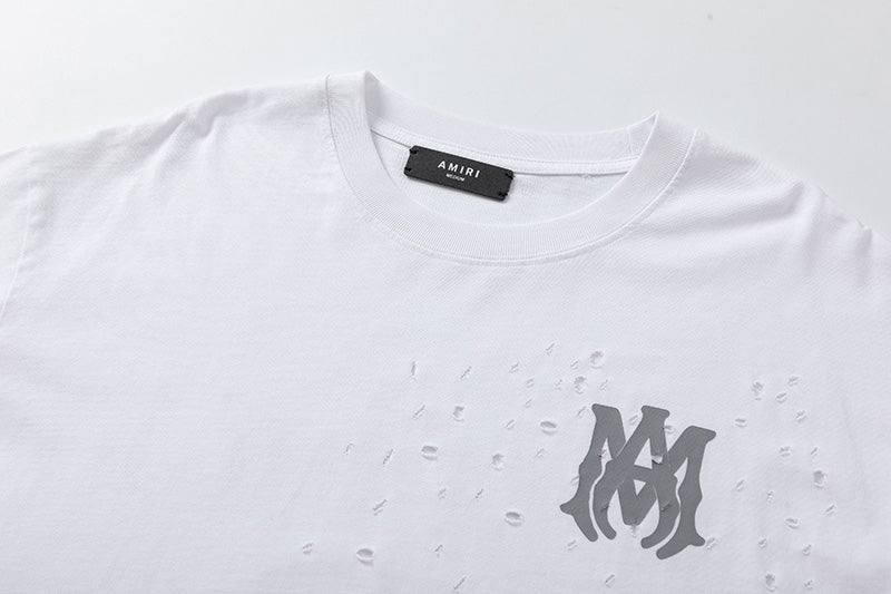 AMIRI M.A. Core Logo Broken Hole T-Shirt | Black & White