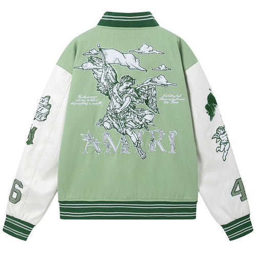 AMIRI Angel Branded Woven Varsity Jacket – Grass Green