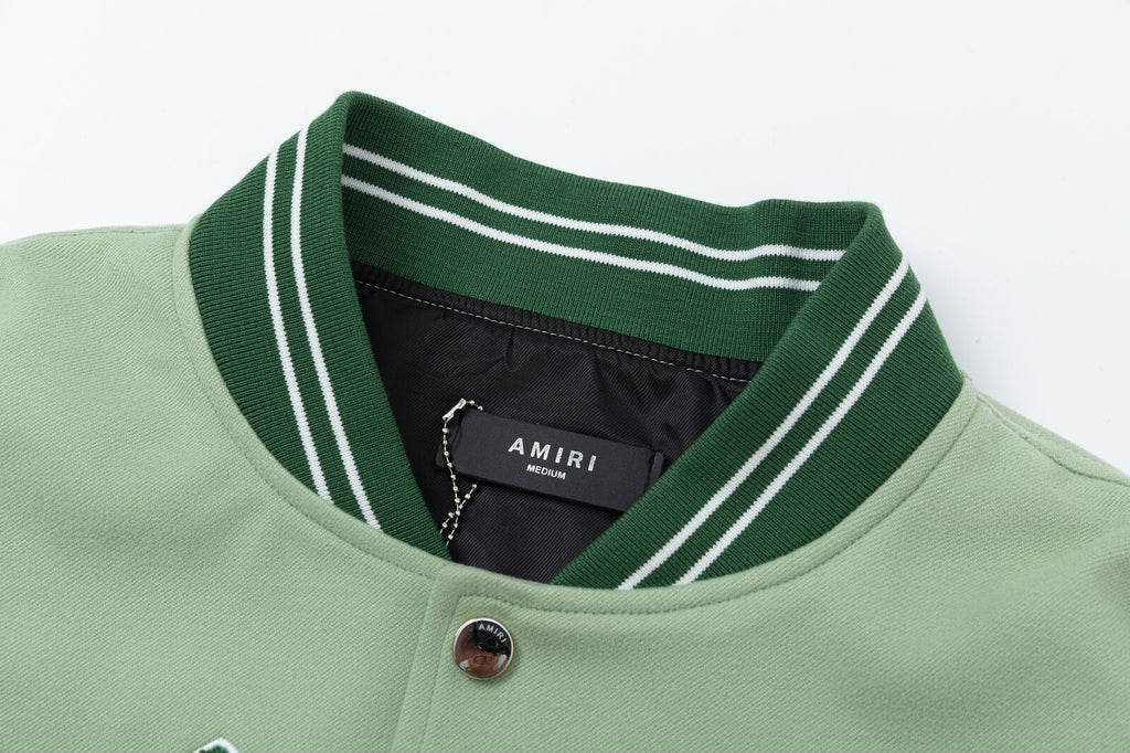 AMIRI Angel Branded Woven Varsity Jacket – Grass Green