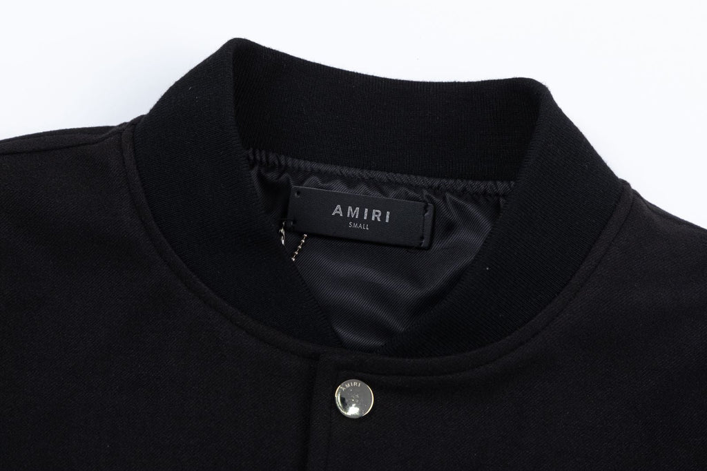 AMIRI Staggered Logo Varsity Jacket – Black