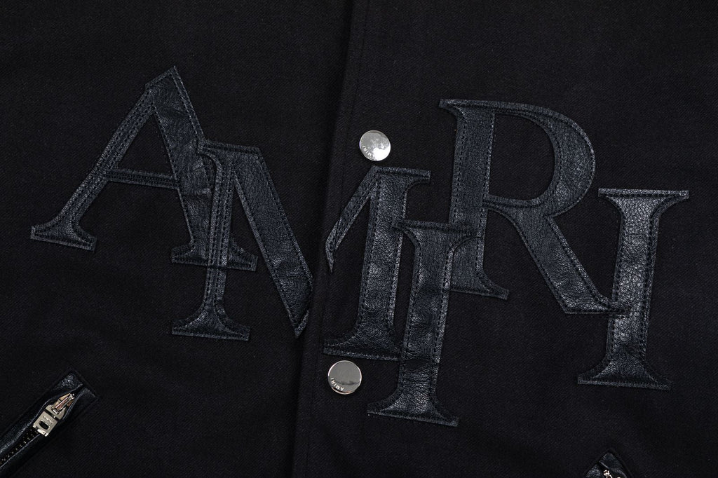 AMIRI Staggered Logo Varsity Jacket – Black