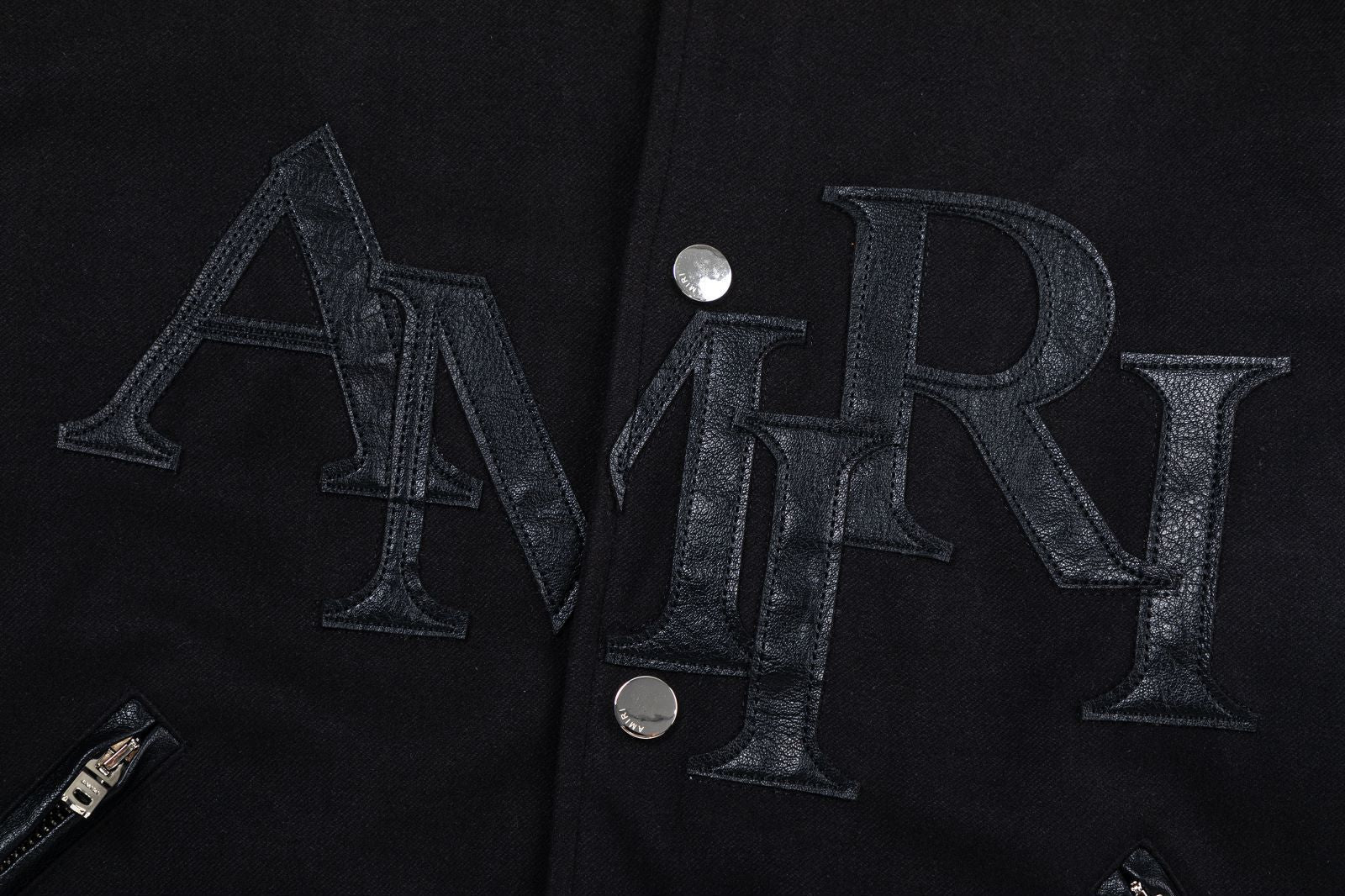 AMIRI Staggered Logo Varsity Jacket – Black