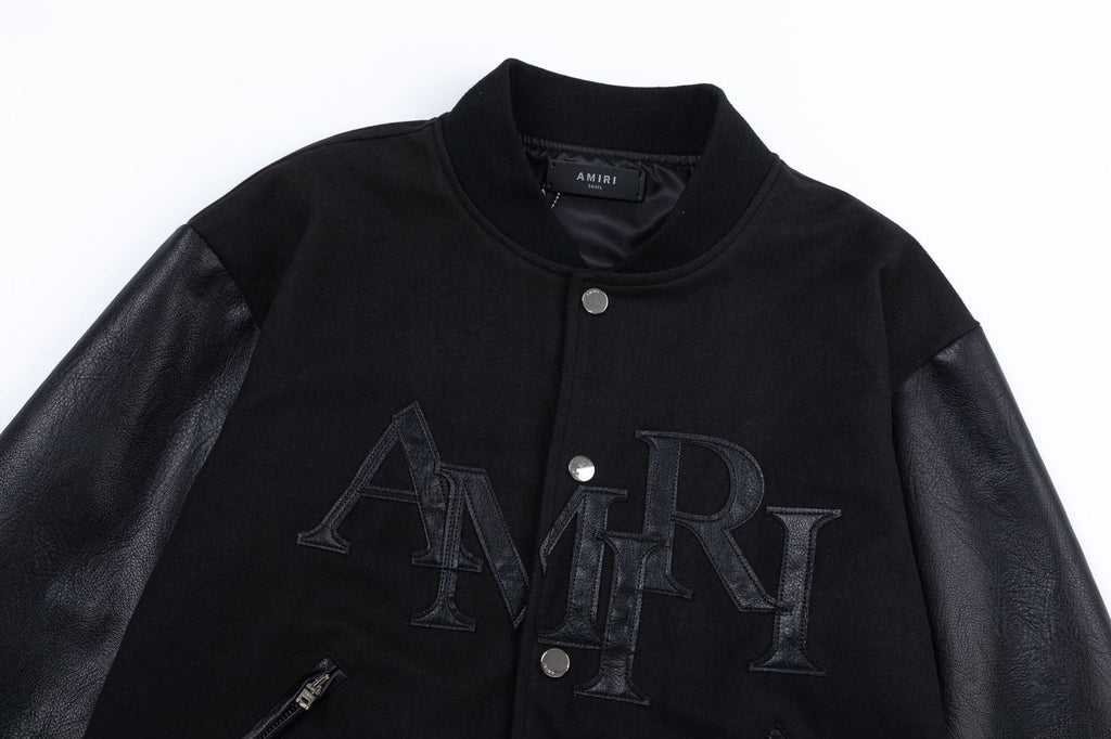 AMIRI Staggered Logo Varsity Jacket – Black