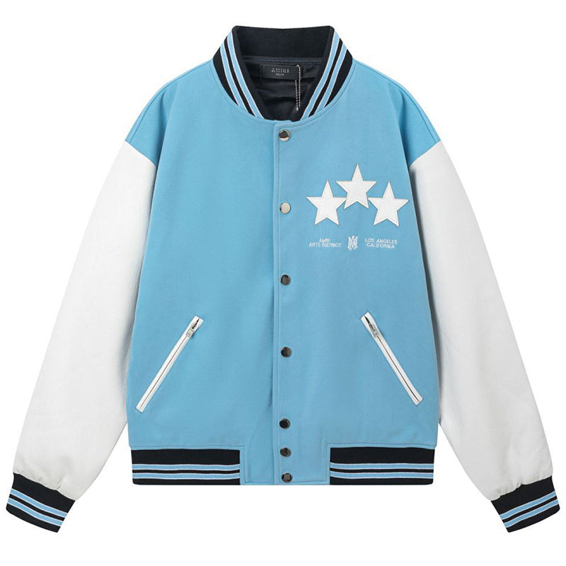 AMIRI Star Embroidery Jacket – Blue Wool Blend