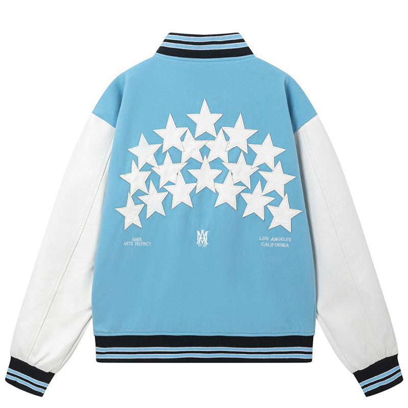 AMIRI Star Embroidery Jacket – Blue Wool Blend