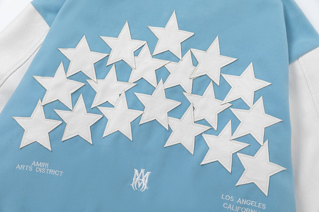 AMIRI Star Embroidery Jacket – Blue Wool Blend