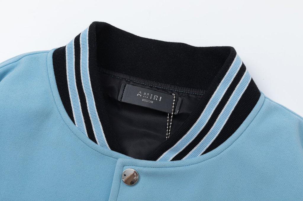 AMIRI Star Embroidery Jacket – Blue Wool Blend