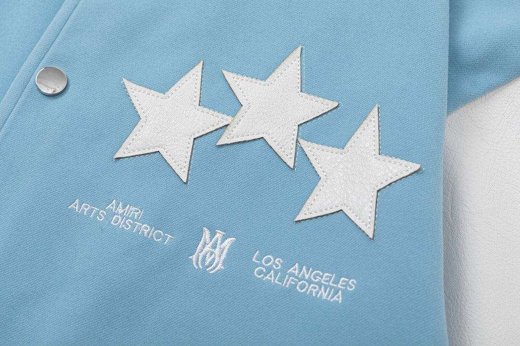 AMIRI Star Embroidery Jacket – Blue Wool Blend