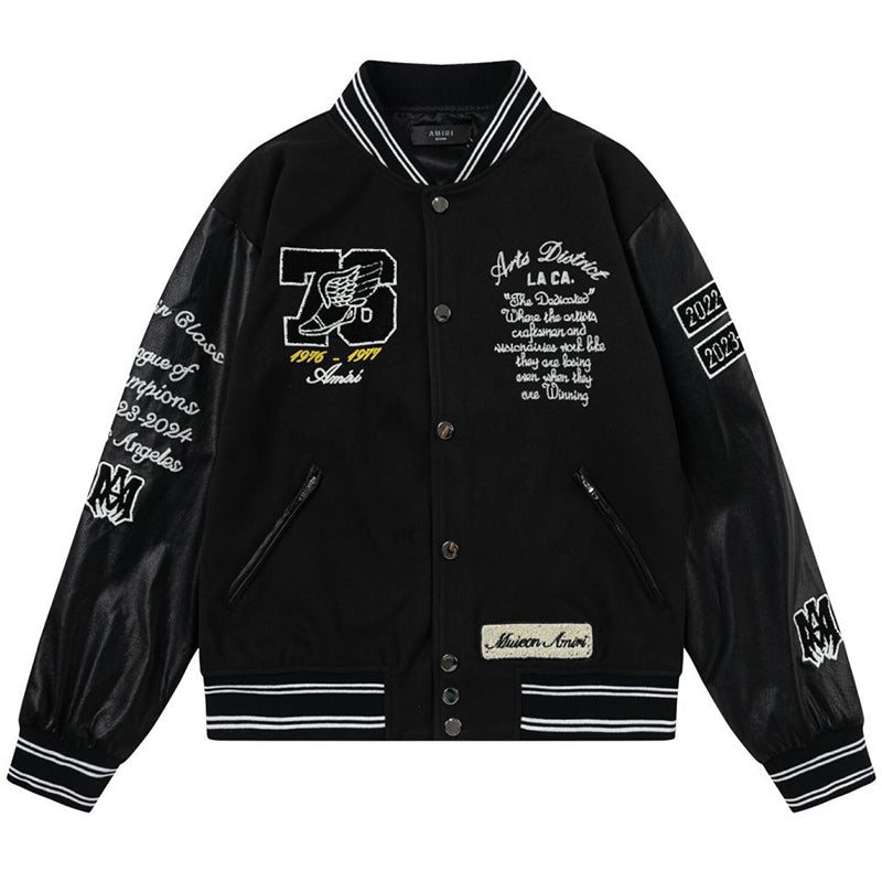AMIRI Appliqué Logo Varsity Jacket – Brown & Black