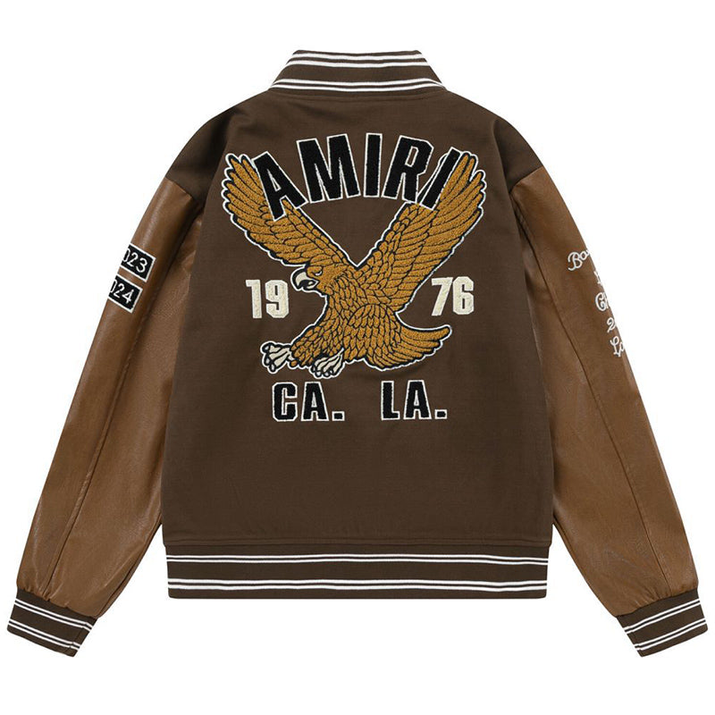 AMIRI Appliqué Logo Varsity Jacket – Brown & Black