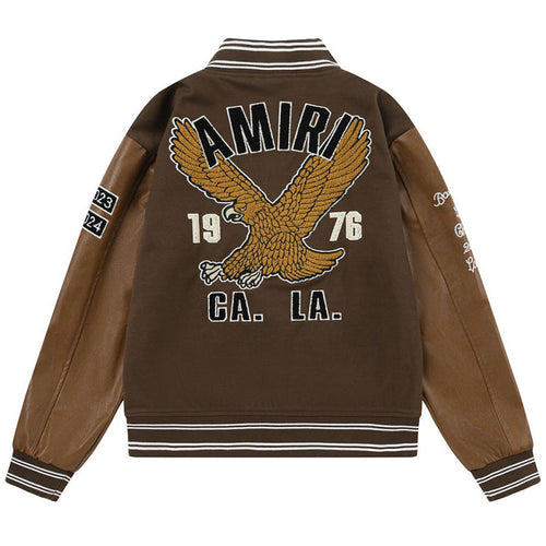 AMIRI Appliqué Logo Varsity Jacket – Brown & Black