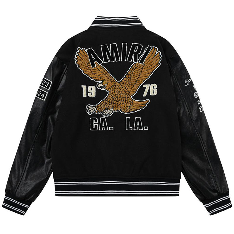 AMIRI Appliqué Logo Varsity Jacket – Brown & Black