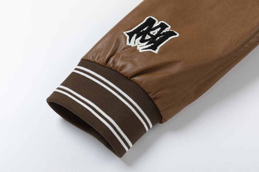 AMIRI Appliqué Logo Varsity Jacket – Brown & Black