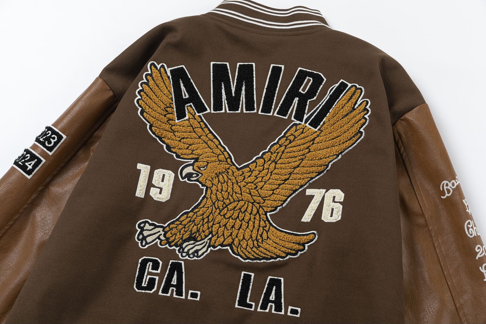 AMIRI Appliqué Logo Varsity Jacket – Brown & Black