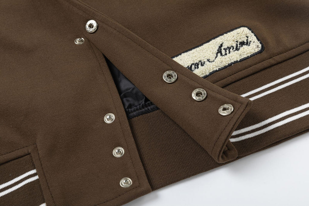 AMIRI Appliqué Logo Varsity Jacket – Brown & Black