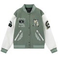 AMIRI Appliqué Logo Varsity Jacket – Avocado Green & Black
