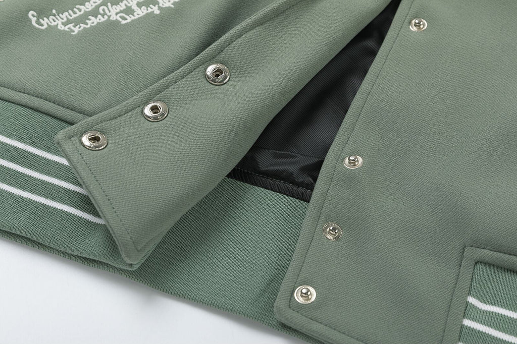 AMIRI Appliqué Logo Varsity Jacket – Avocado Green & Black
