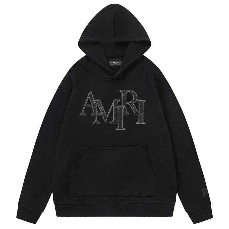 AMIRI Staggered Logo Patches Cotton Hoodie