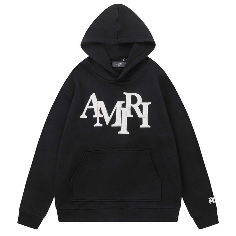 AMIRI Staggered Logo Patches Cotton Hoodie