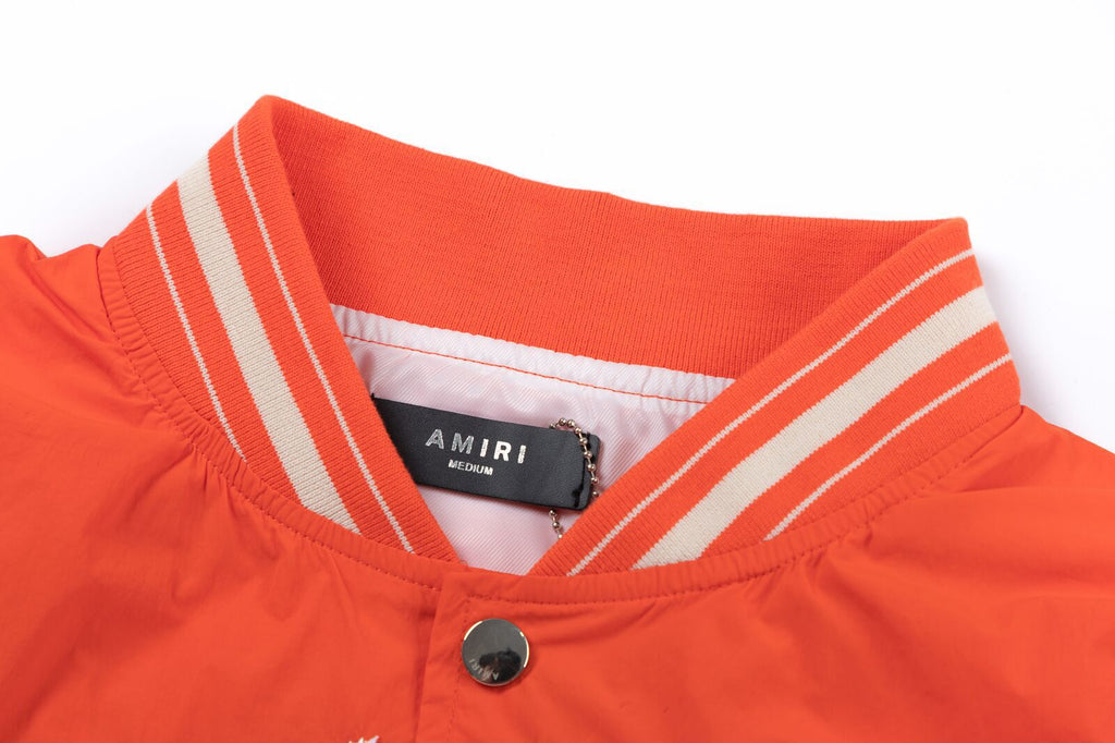 AMIRI Logo-Appliquéd Padded Shell Bomber Jacket – Orange & Black