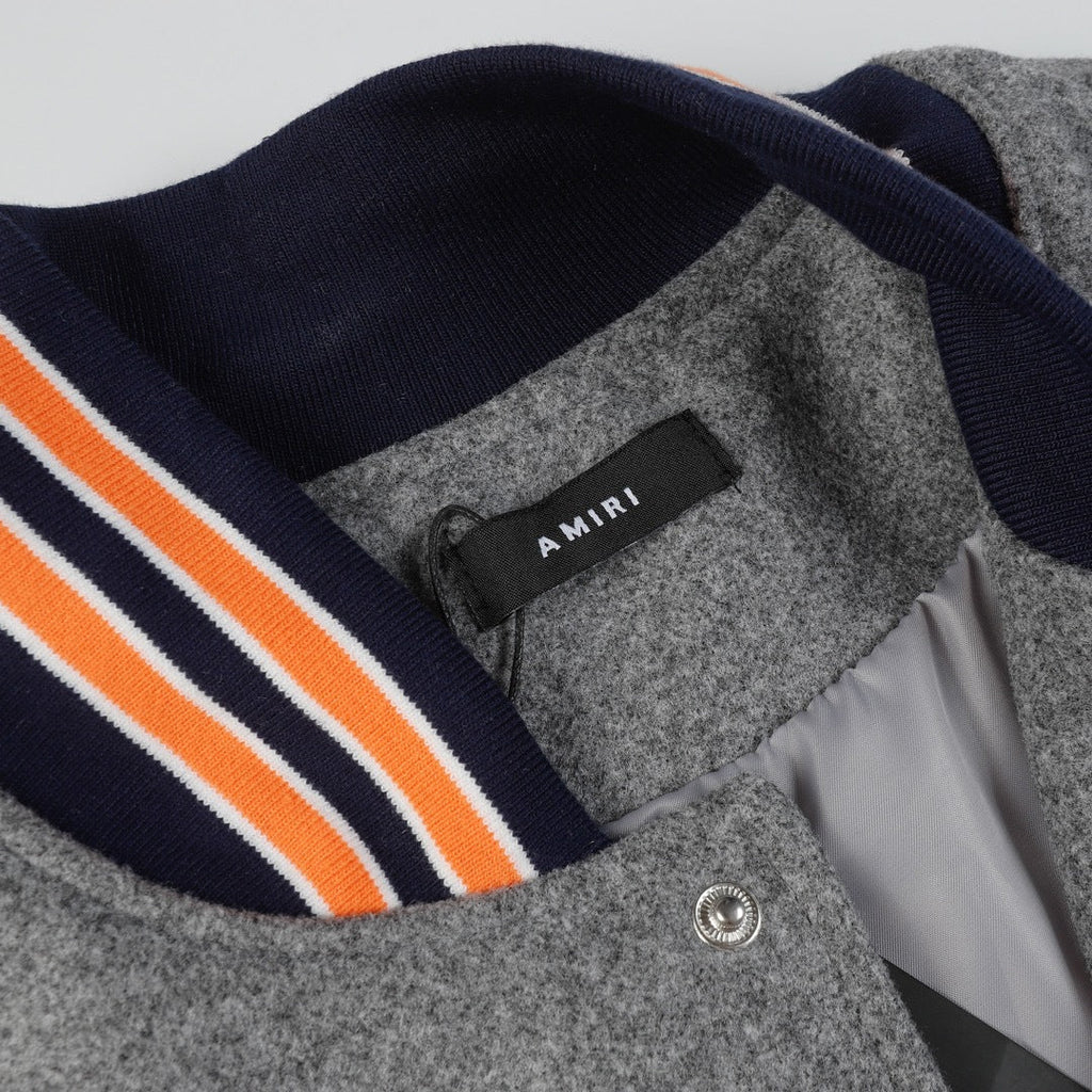 AMIRI Stars Varsity Jacket – Grey Wool Blend