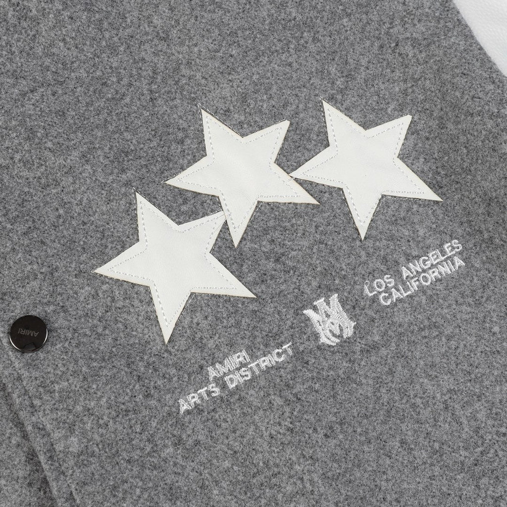 AMIRI Stars Varsity Jacket – Grey Wool Blend