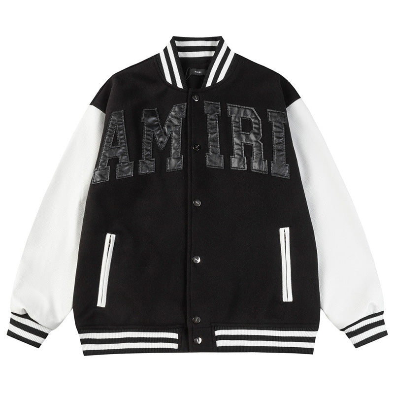 AMIRI Logo-Appliquéd Leather Bomber Jacket – Black