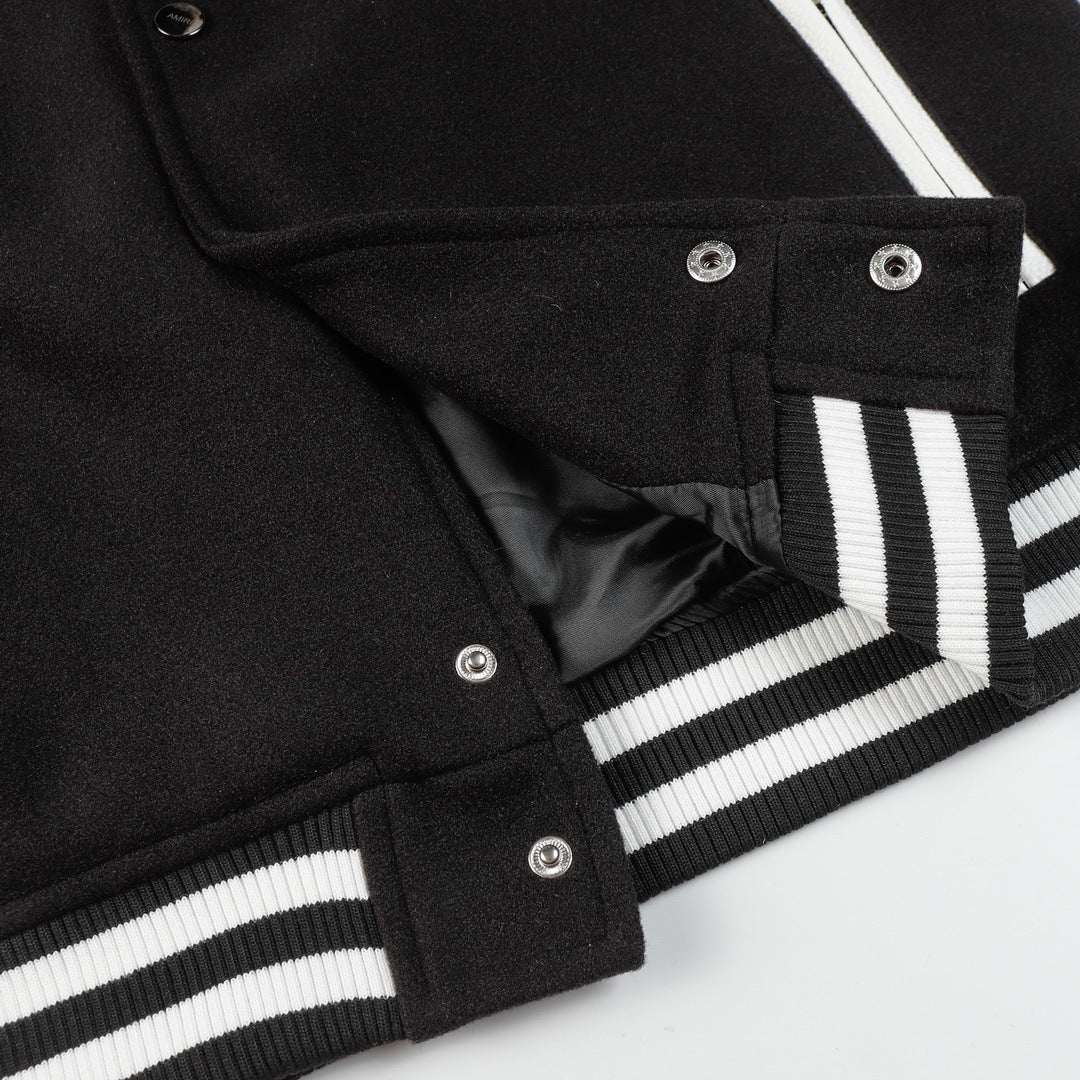 AMIRI Logo-Appliquéd Leather Bomber Jacket – Black