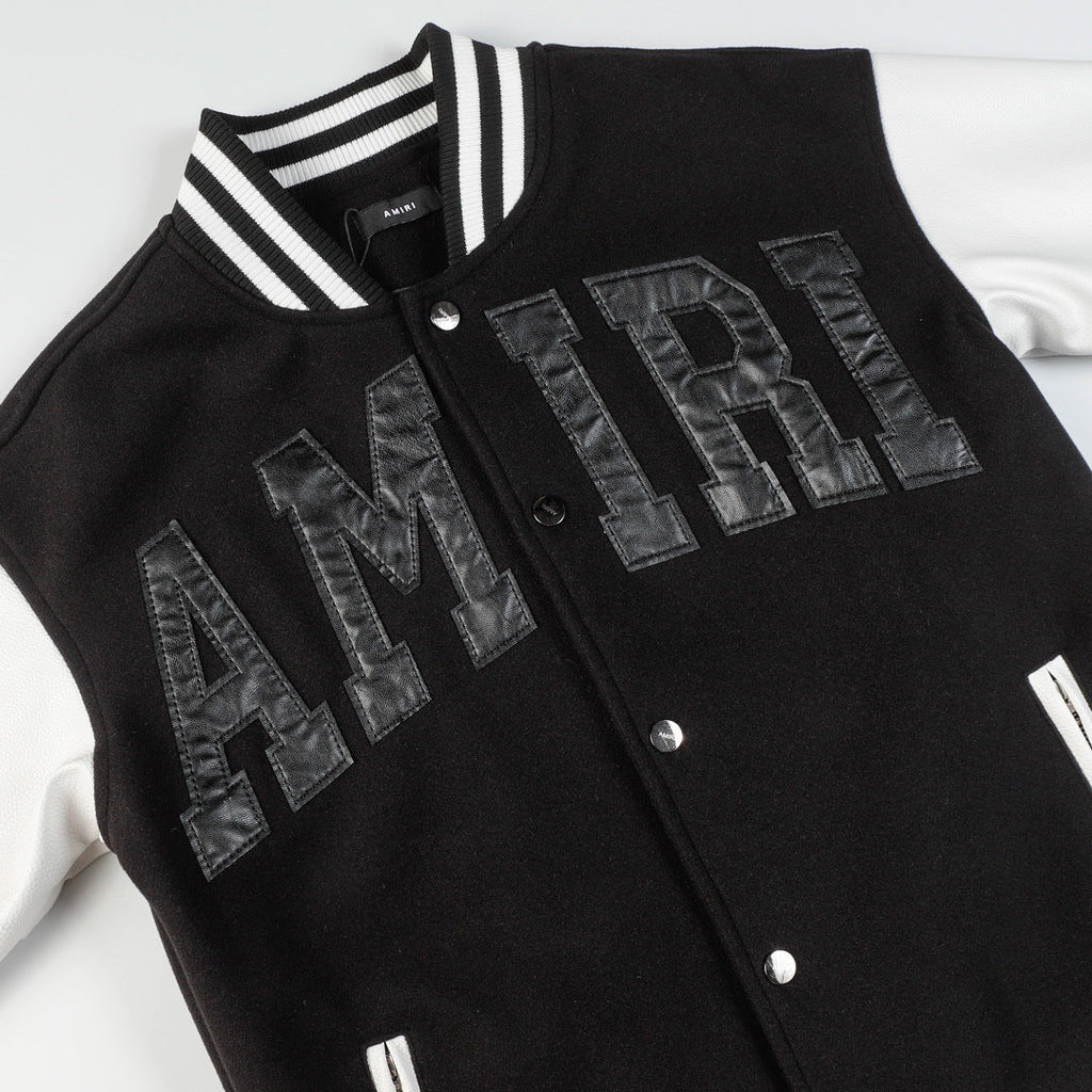 AMIRI Logo-Appliquéd Leather Bomber Jacket – Black